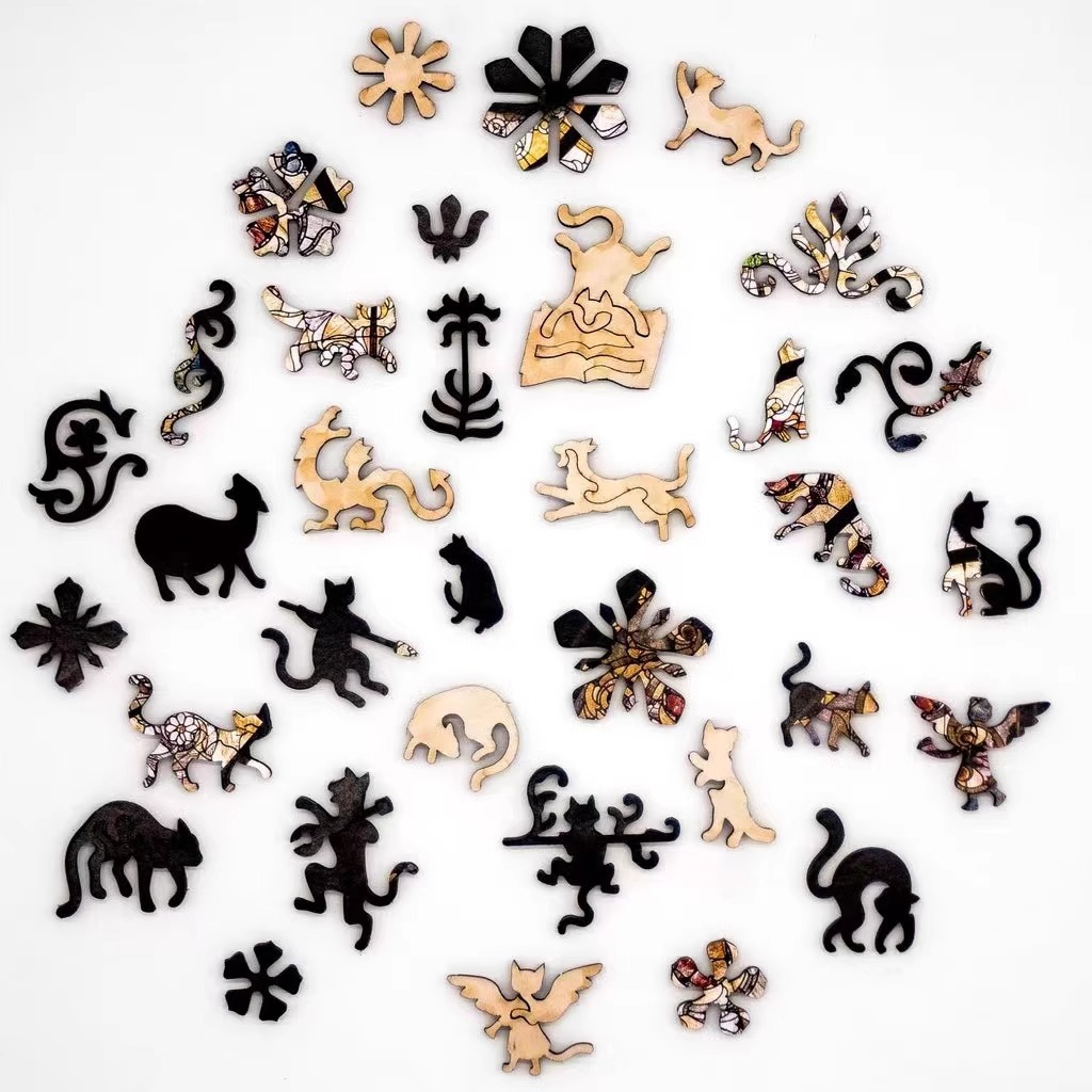 Transfronterizo de alta dificultad de la iglesia de gatos alienígenas rompecabezas catedral de gatos de madera de alta dificultad de la versión de adultos