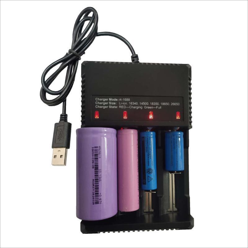 18650充電器リチウム電池万能単槽充電usb26650双槽充電21700 usb四槽充電器