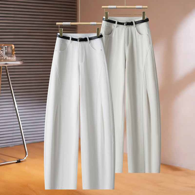 American-Style White Slim-Fit Scimitar Jeans for Women, 2026 Summer New High-Waisted Slimming Relaxed Straight-Leg Floor-Length Pants American-Style White Slim-Fit Scimitar Jeans for Women, 2026 Summer New High-Waisted Slimming Relaxed Straight-Leg Floor-Length Pants