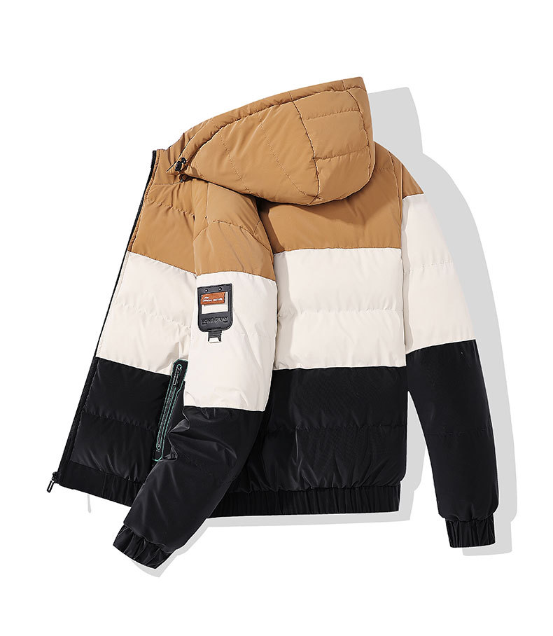 Men's Clothing Boys' Winter Thickened Hooded Baseball Jacket, Teenage Youth Coats With Fleece Lining, Zipper Closure, Short Waist Design (Khaki/Red)_voghion.com