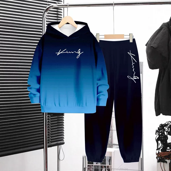 Spring and Autumn Fashion New Boys Hooded Sweatshirt and Long Pants Two-Piece Set Casual and Versatile