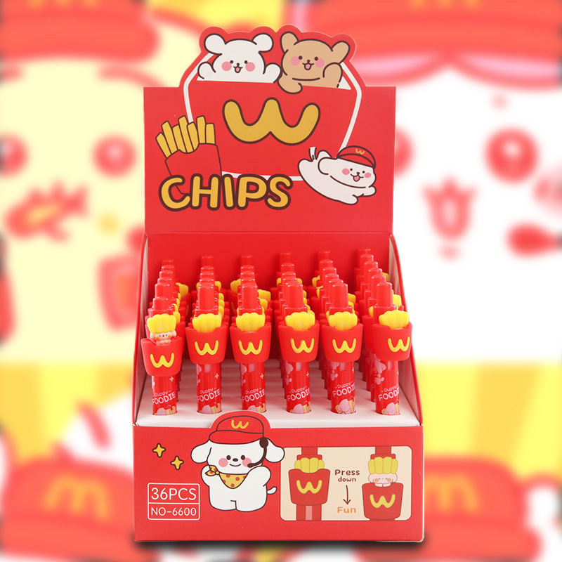 Comida Burger Puppy Surprise Pen Creativo Dibujos animados Forma de goma suave Peekaboo Pluma de gel Papelería de aprendizaje para estudiantes