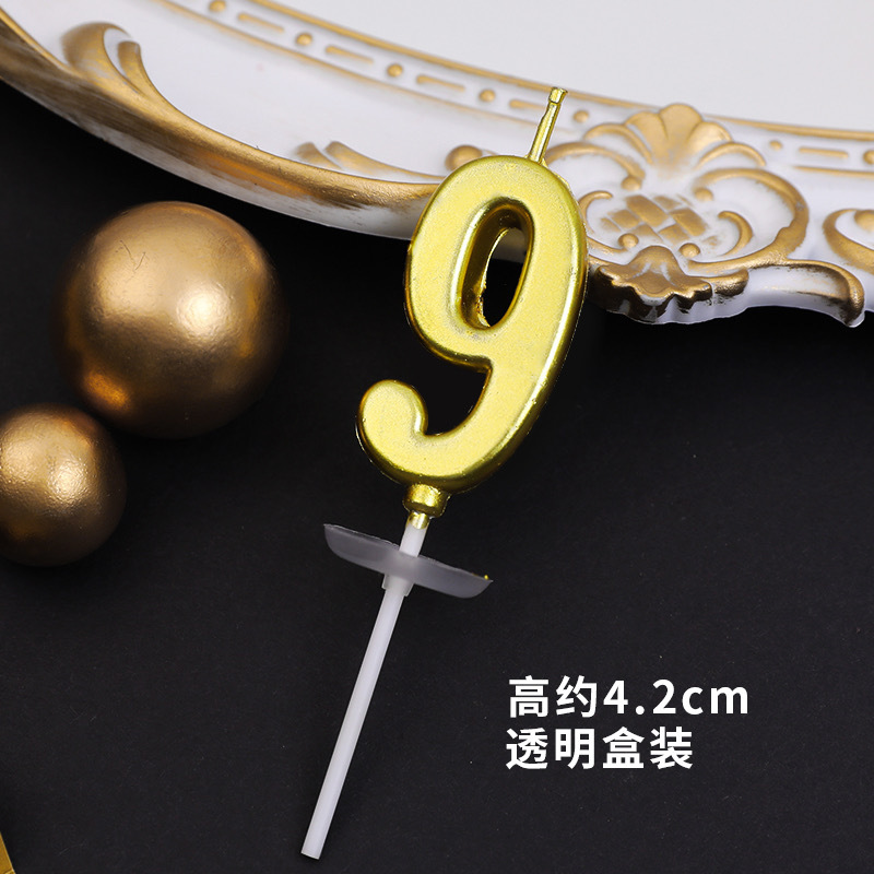 Vela de cumpleaños digital dorada, decoración de pasteles de cumpleaños para niños, decoración de postres de fiesta de celebridades de Internet, complemento de mesa