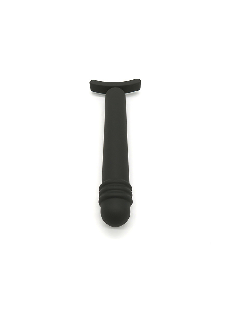 Dual-Purpose Silicone Anal Plug, 12-Inch Black Unisex Adult Toy — detail image 7