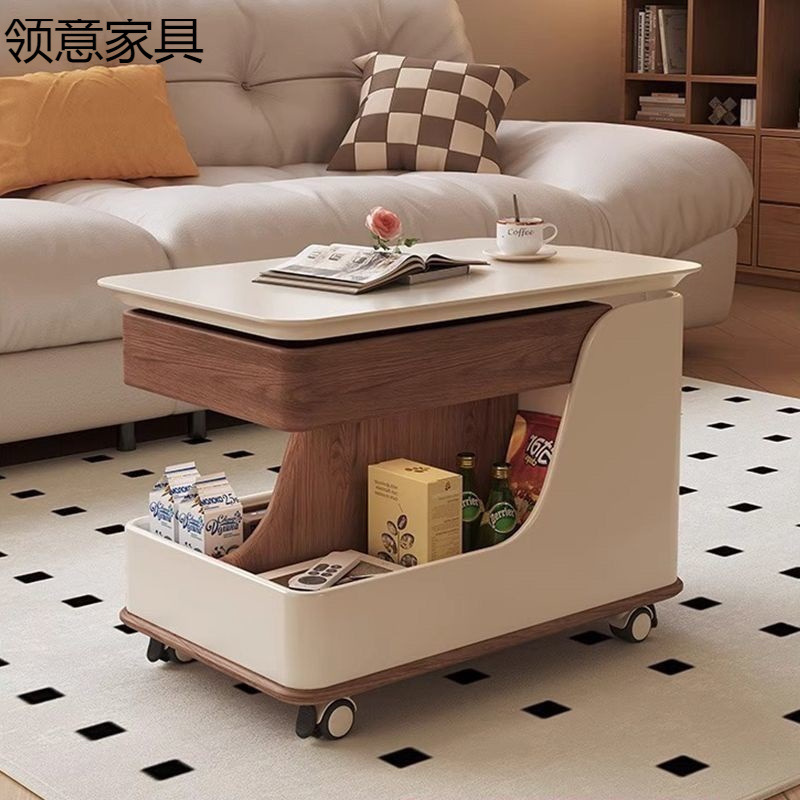 现代简约升降茶几客厅家用小户型可移动沙发边几多功能推车小茶台|undefined
