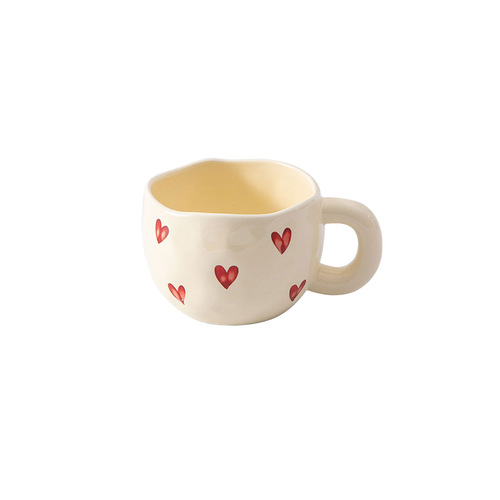 Hand-painted Cute Ceramic Coffee Cup, Household High-Quality Afternoon Tea Cup, Creative Girl Heart Cup
