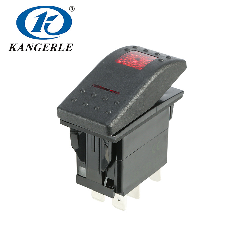 康尔乐厂家直供翘板开关 六脚红灯 LED汽车游艇开关