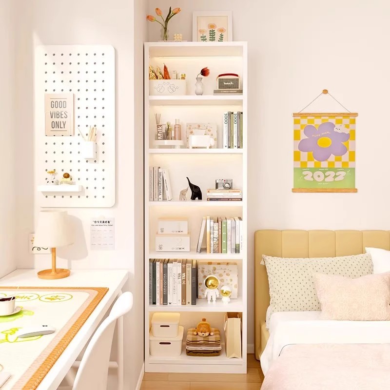 Estante de libros estante de piso casero armario de almacenamiento de hendidura estrecha dormitorio sala de estar simple armario de estudiantes armario de esquina librería
