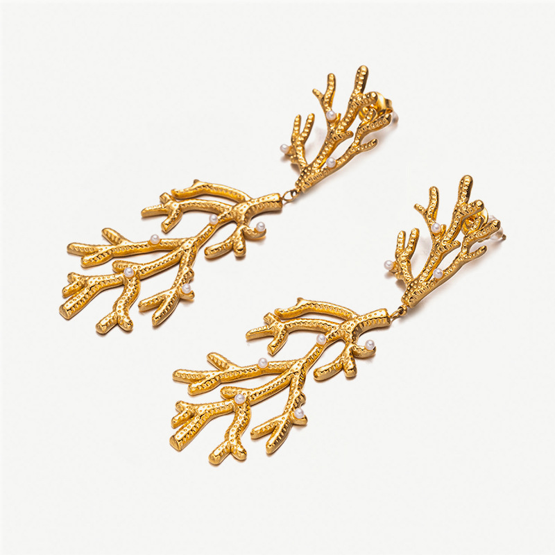 TENA transfronterizo Europa y América coral marino acero inoxidable orejetas de estrella de mar medusas de moda metal titanio aretes de acero pendientes de orejetas