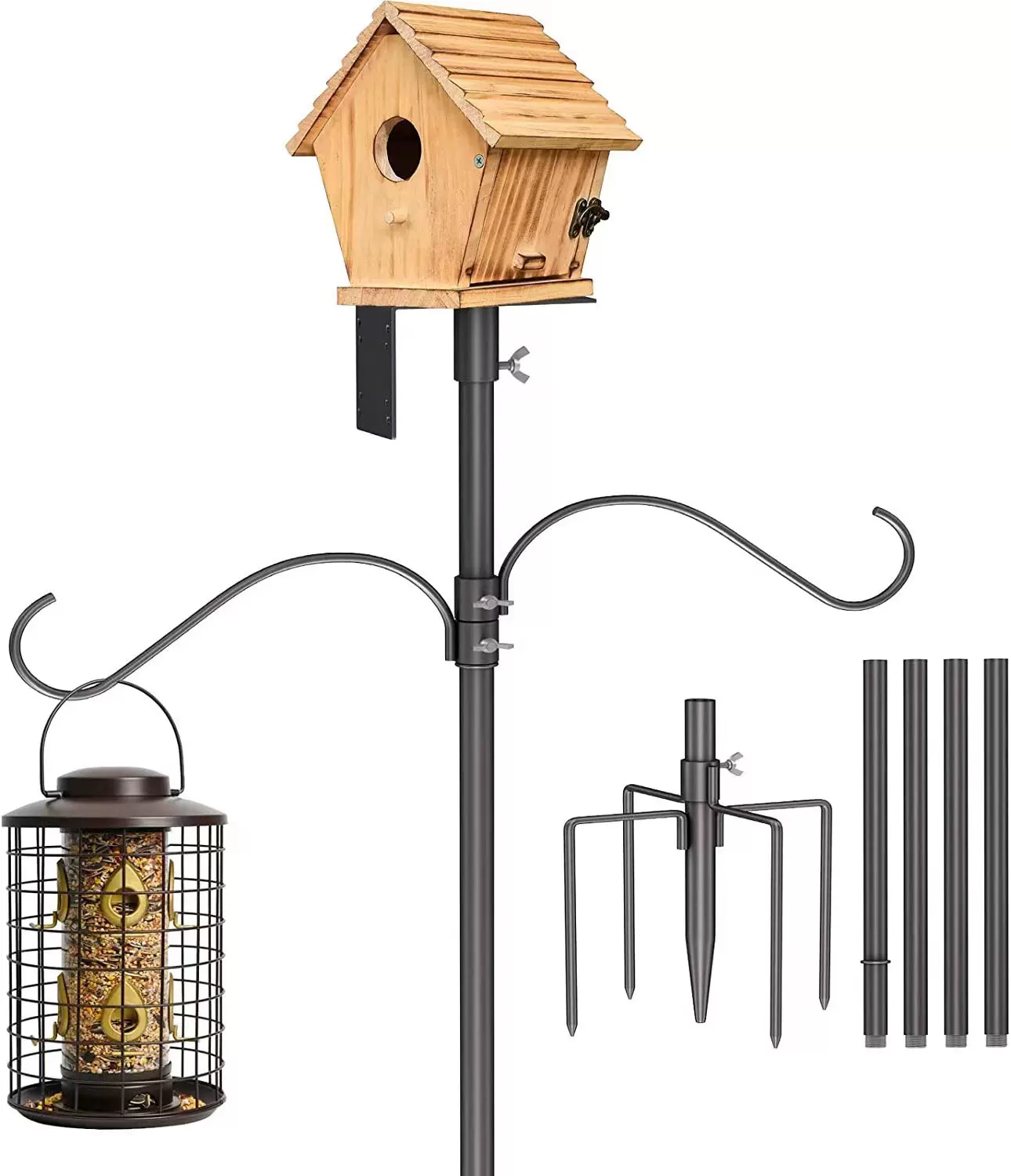 跨境亚马逊户外鸟屋喂鸟器多功能一体式支撑杆