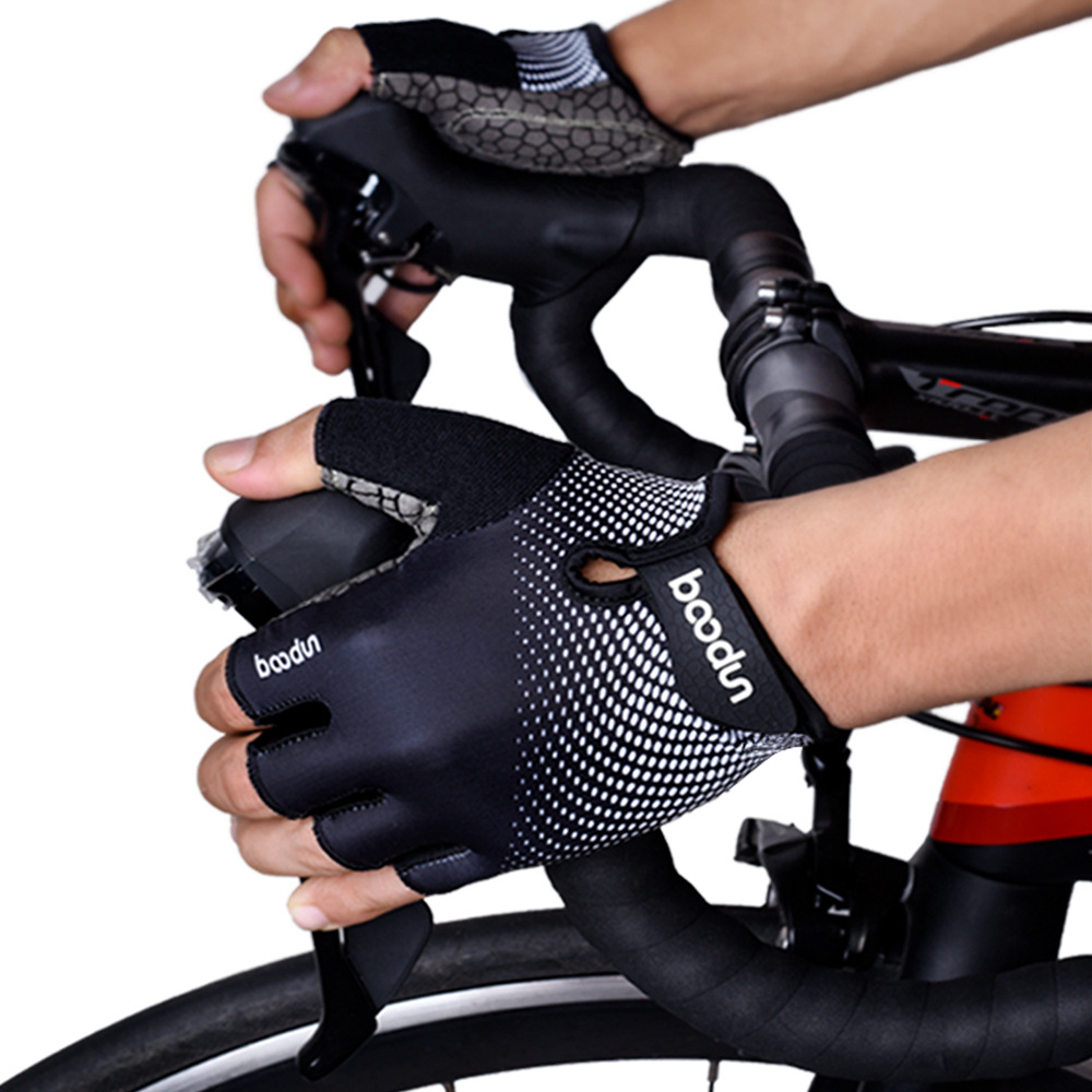 Gants de cyclisme Boodun Outdoor Half Finger Paume Silicone SBR Sports Lycra Gants de vélo_voghion.com
