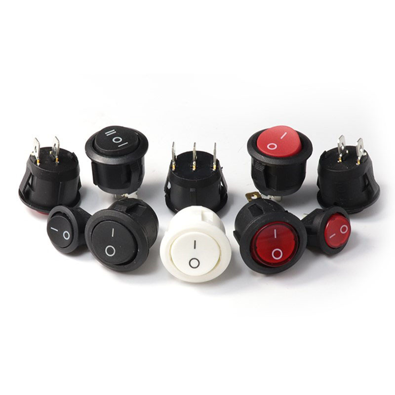 Round Boat-Shaped Switch Kcd11 Small Rocker Power Switch Upper Round Below 2 Feet 3 Feet Two Gears Open Hole 15mm