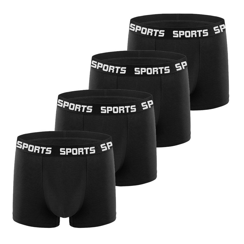 Boxer da uomo traspiranti, intimo sportivo, design ad alta elasticità con quattro angoli, stile europeo/americano, misto cotone e spandex._voghion.com