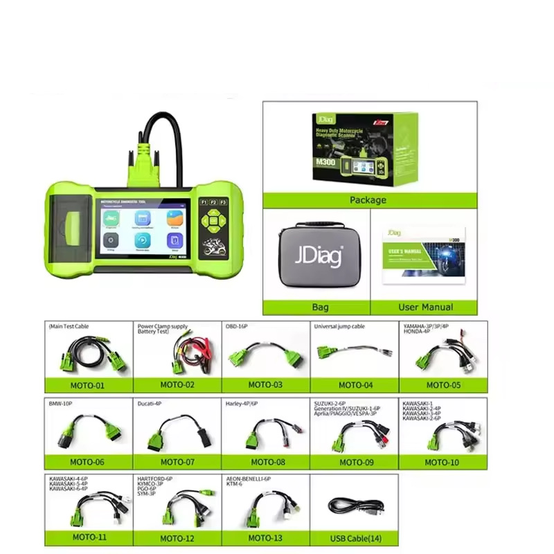 Transfronterizo TOPDIAG / JDiag M300 OBD2 Diagnostic Tool para motocicletas borrar códigos de fallas ABS
