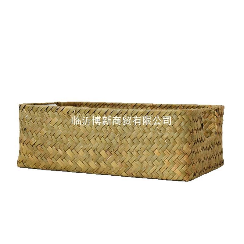 Стр官 Straw woven rectangular storage basket, storage system