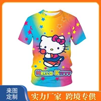 3D новая футболка Hello Kitty с короткими рукавами HelloKitty аниме цифровой принт для мужчин и женщин с короткими рукавами