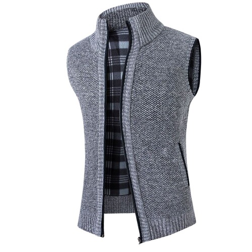 Men's wear new winter clothes jacket with velvet thick fashionable stand-collar men's knitted sweater coat cardigan to keep warm
