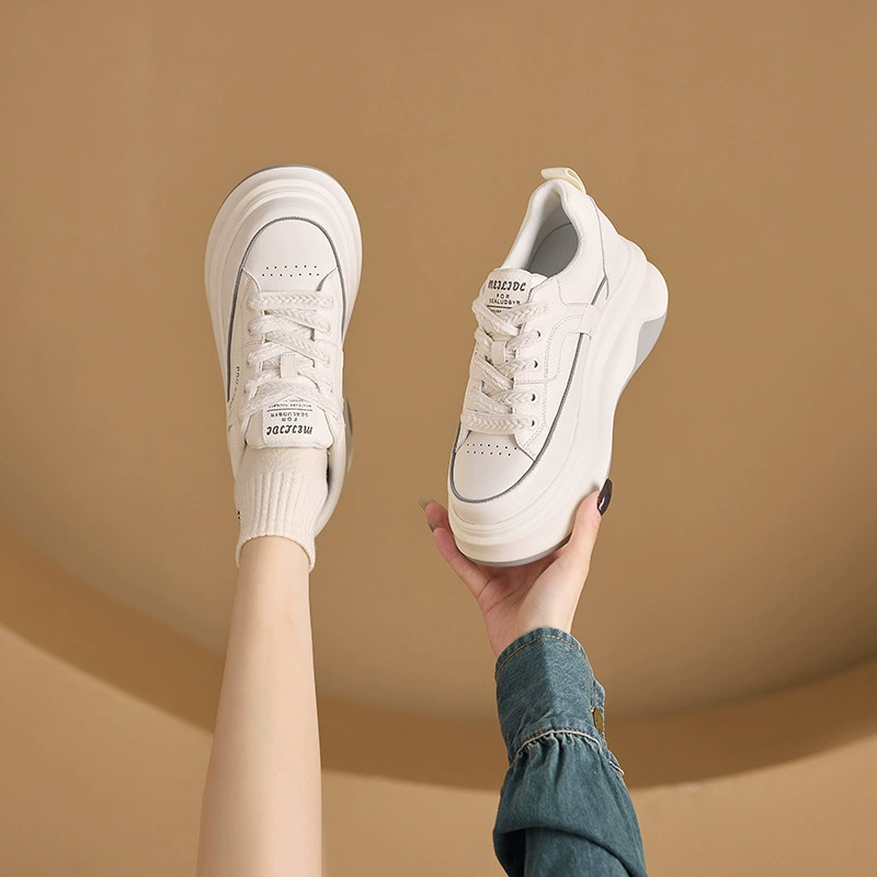 3233 маленькие белые туфли из натуральной кожи, женская обувь на толстой подошве, увеличивающая рост, женская обувь на шнуровке, повседневная обувь Torre в Корейском стиле