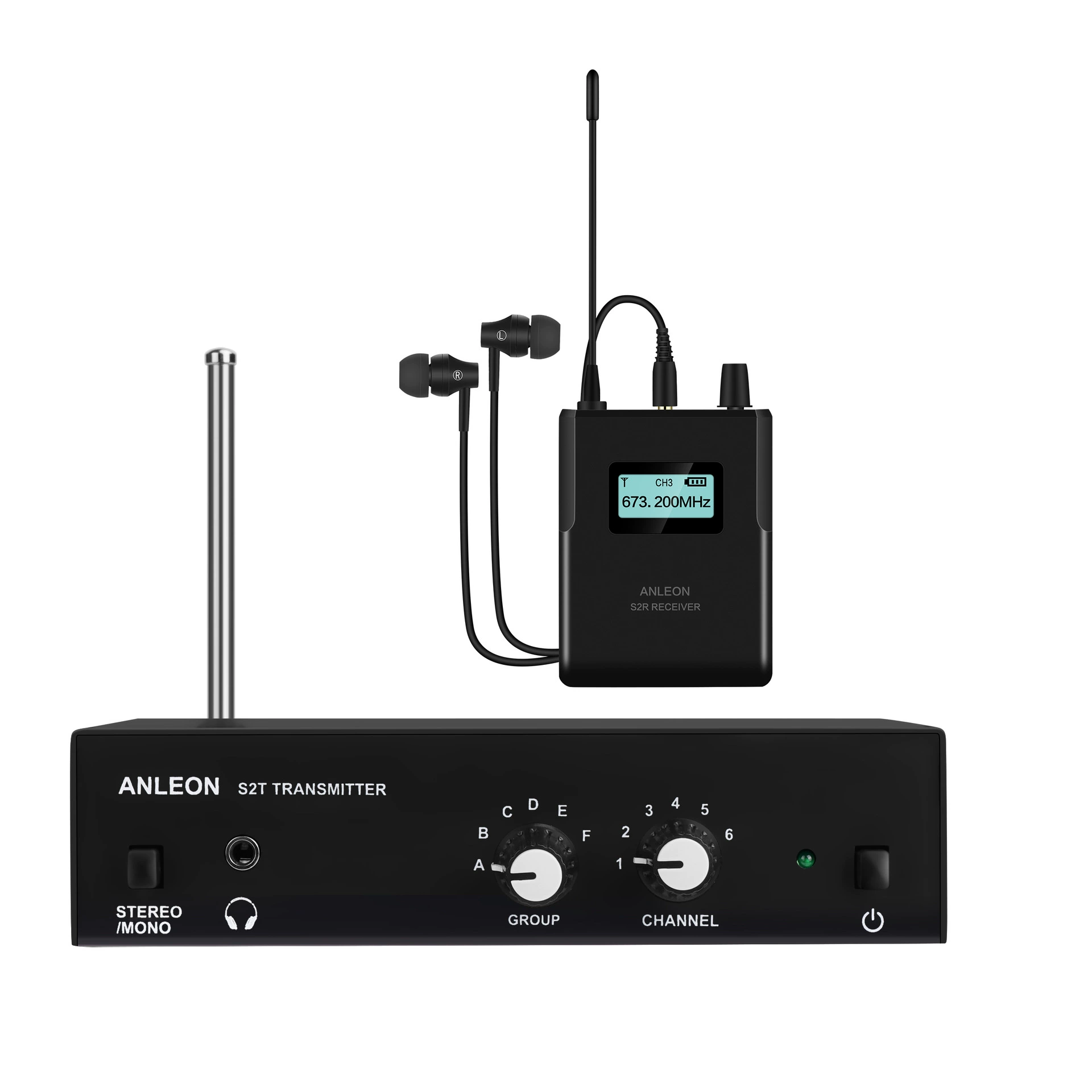 [2023S2 stereo wireless ear return paired with doll face live sound card mixer 570-590MHZ]