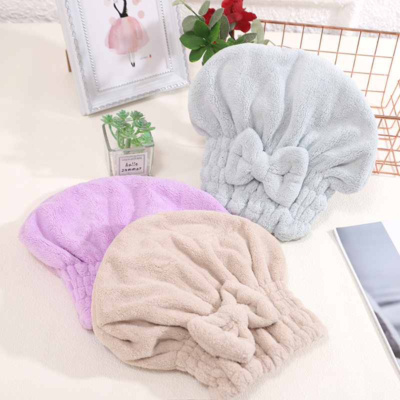 新款公主幹發帽 多色可愛蝴蝶結干發巾加厚吸水包頭巾貝殼浴帽