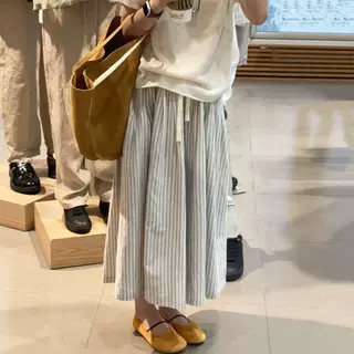 韩系慵懒风条纹半身裙裤女夏2026新款高腰宽松花苞裙伯克利高知裙