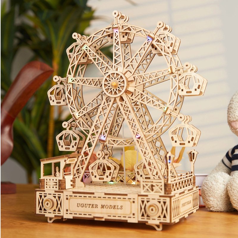 Source manufacturer Music Ferris wheel 3D three-dimensional puzzle wooden toys educational assembly toys DIY creative toys