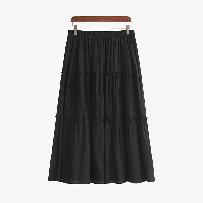 Плиссированная юбка plus size, высокая талия, A‑силуэт миди, оверсайз, эластичный пояс