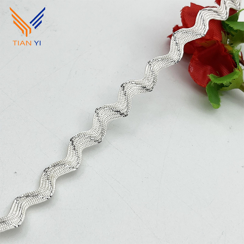 3-5mm de oro y plata onda borde curvo en forma de S cortina de la cinta de encaje ropa de los niños accesorios de la boda accesorios de vestir DIY