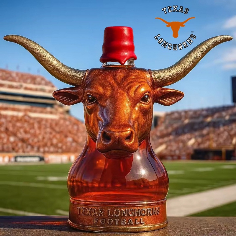 跨境新品摆件Longhorns Whiskey Bottle长角牛橄榄球队威士忌酒瓶|undefined