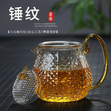 厂家批发高硼硅套装锤纹小茶壶玻璃家用多种规格龙香壶过滤泡茶壶