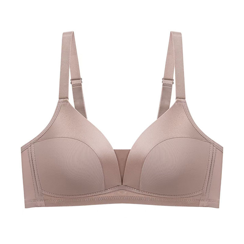 Fábrica de Shantou punto sin anillo de acero sujetador de mujer una pieza de ajuste cómodo sin marcas juntar sujetador de ropa interior anti-caída