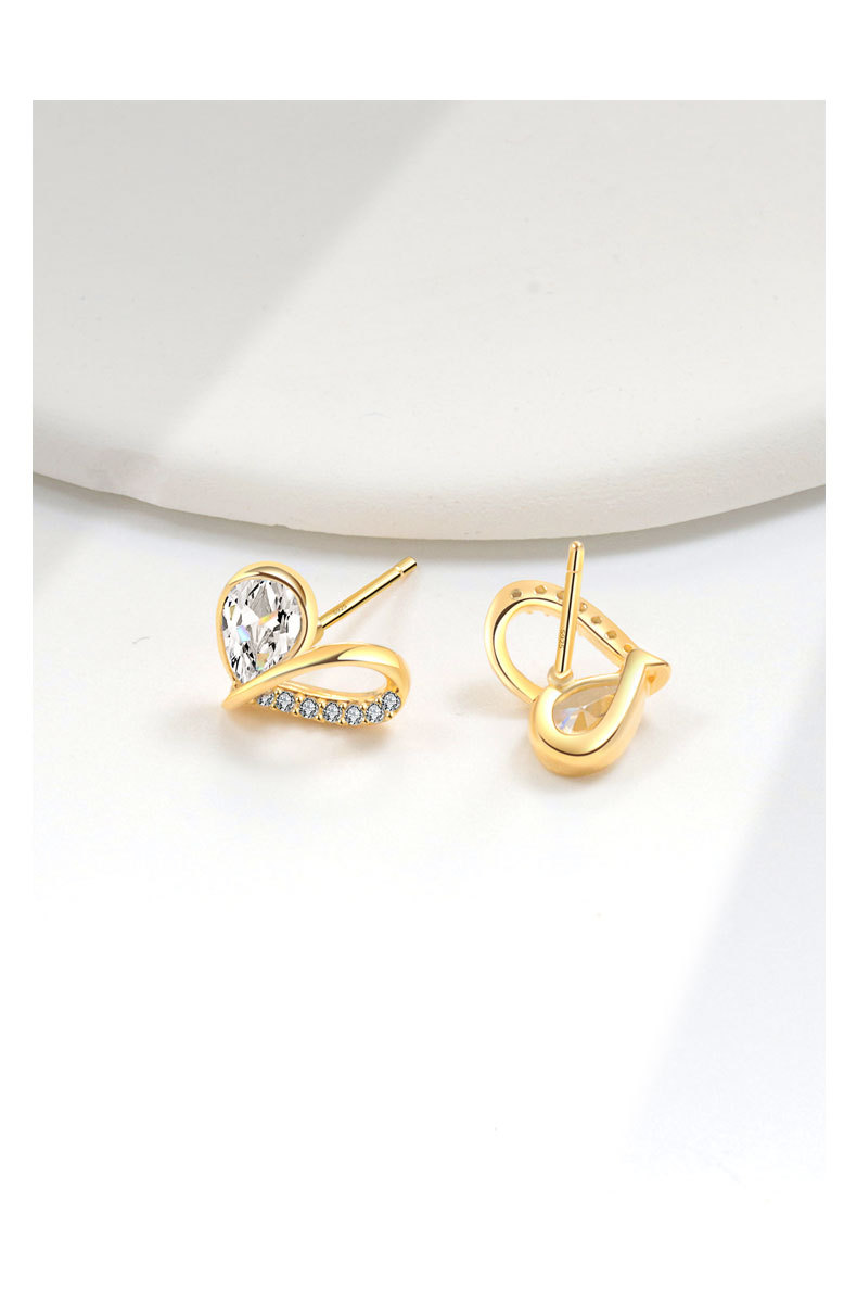 All Seasons Season 1 Pair 925 Sterling Silver Zircon 925 Sterling Silver Earrings Heart Shape Ear Studs