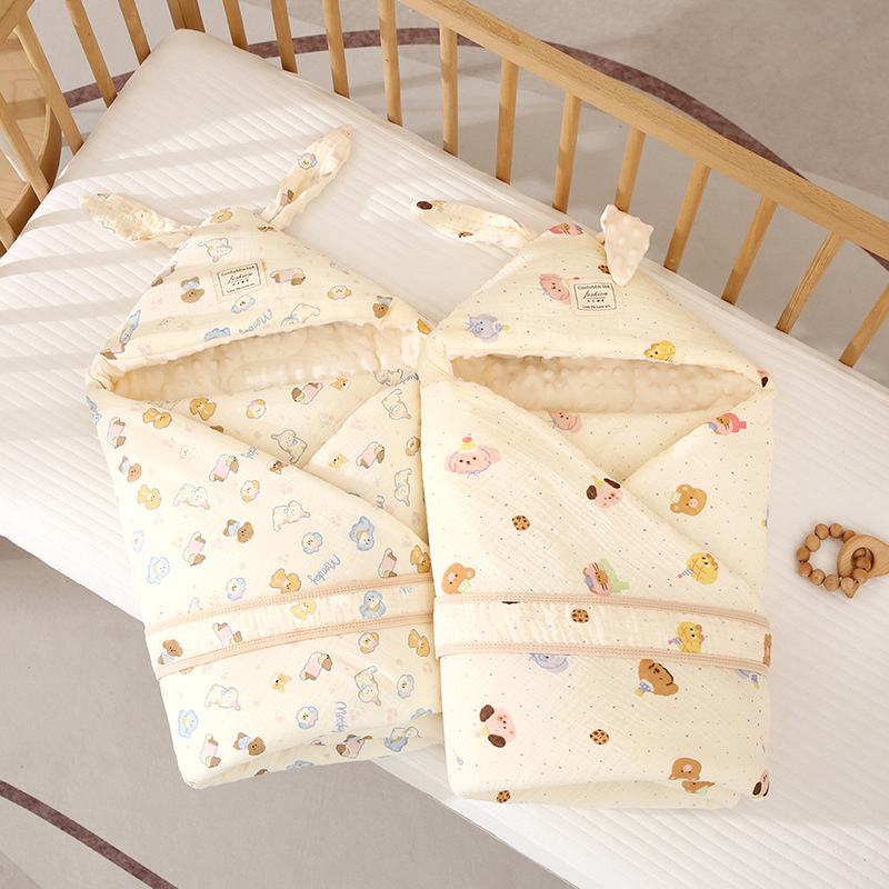 Infant Beanie Quilt with Big Rabbit Ears, Newborn Baby Quilt, Newborn Baby Delivery Room Quilt, All Year Round