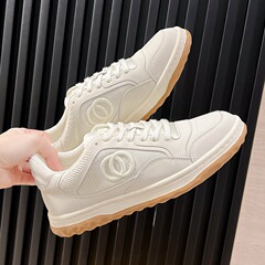 25春夏季新款欧洲站G家真皮板鞋女平底小白鞋系带情侣休闲小脏鞋