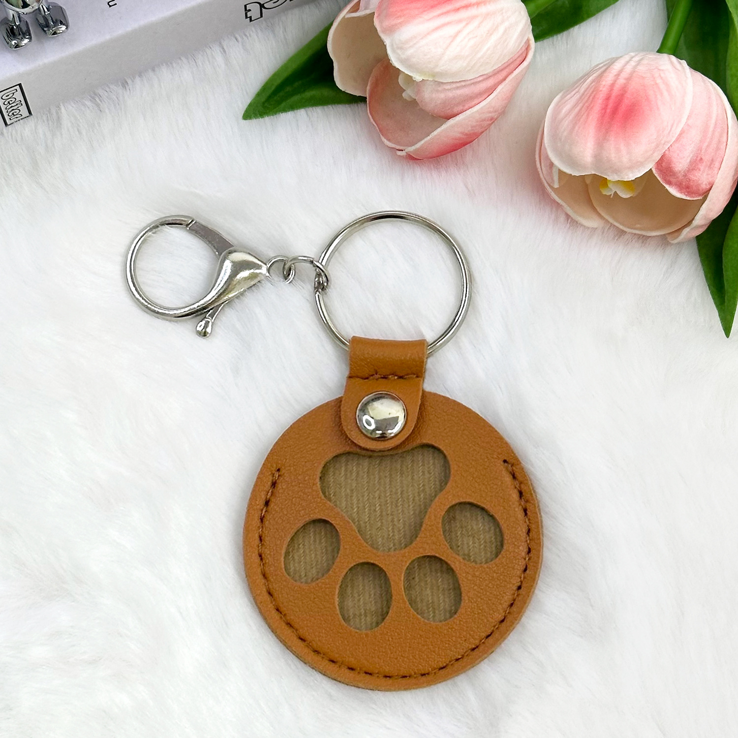 Cuero mascota cabello foto conmemorativo llavero bolsa de almacenamiento de piel gato y perro colgante conmemorativo bolsa colgante