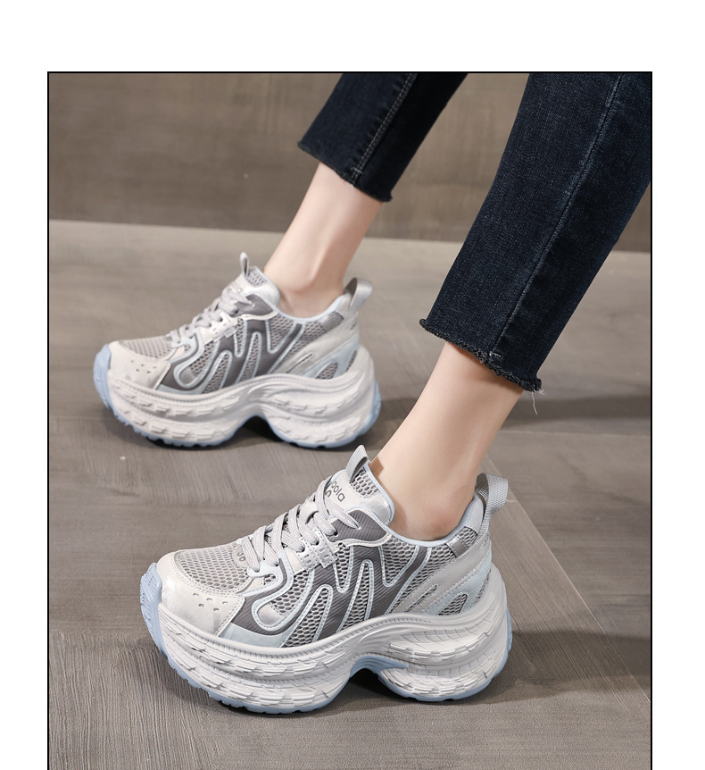 Giày sneaker nữ đế dày tăng chiều cao lưới thoáng khí phong cách thể thao — xanh lam chi tiết 12