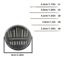 跨境货源优质编织金尾银尾手缝针家用线盒30枚装多规格黑针盘手工