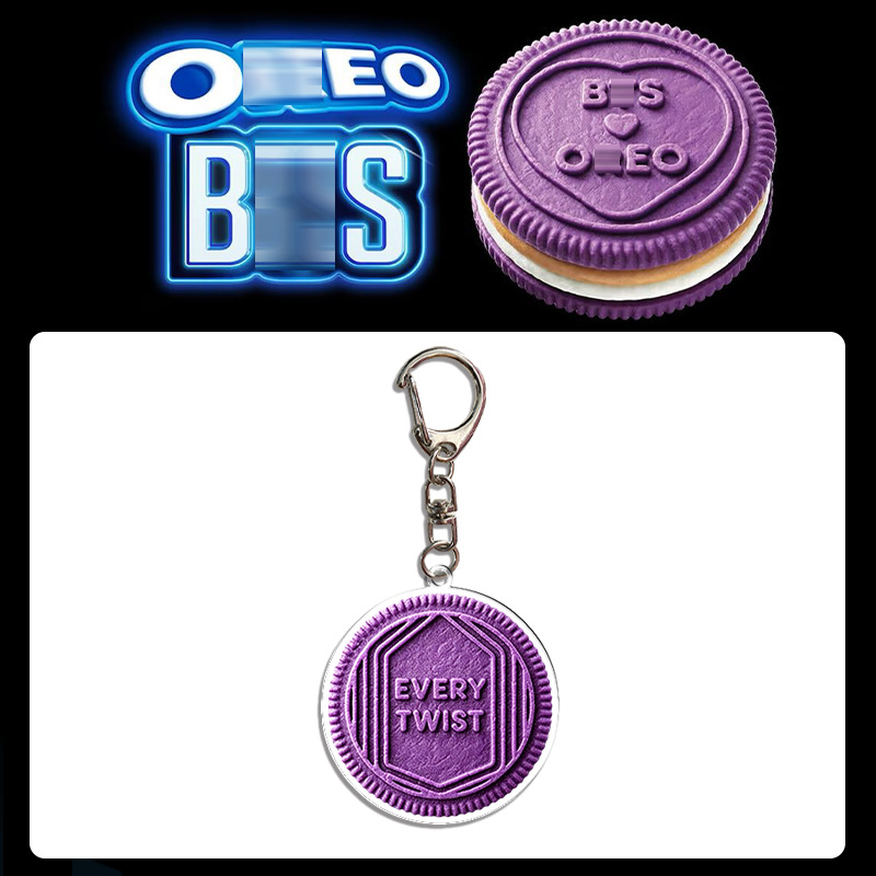 clu OREO x BTS Purple Pancake Acrylic Keychain Backpack Pendant Bags Accessories Star Peripheral ulc