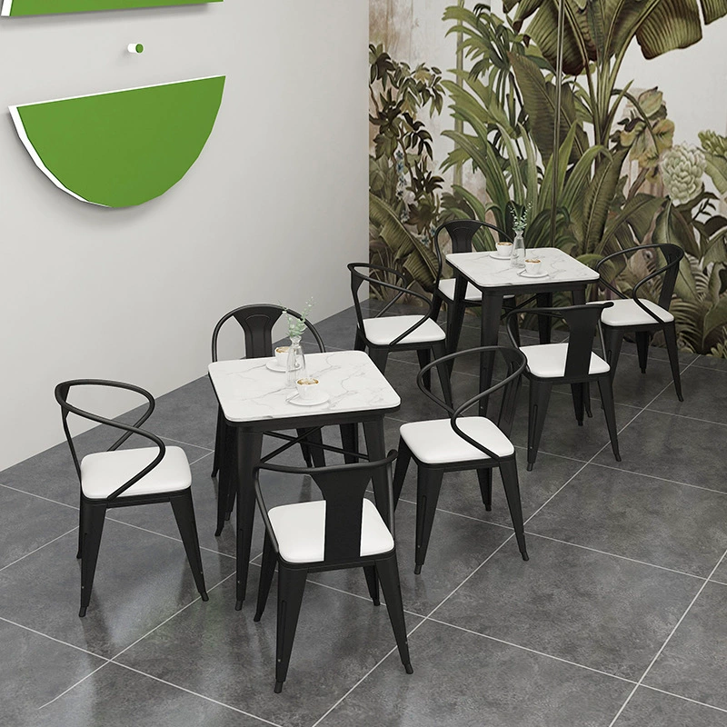 Кованые промышленные столы и стулья, столы и стулья, столы, столовые, кафе, молочные, чайные, ресторан, простые каменные тарелки, повседневные столы и стулья
