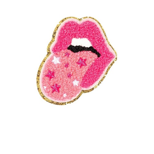 Glitter pink Greet towel embroidery butterfly embroidery cloth patch computer embroidered clothing accessories accessories lightning patch patch