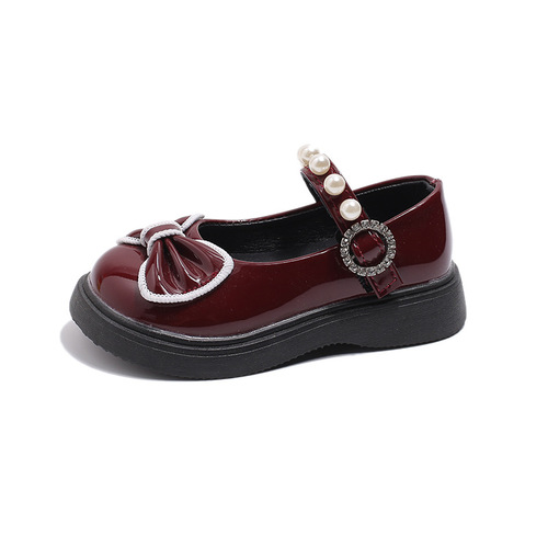 Baby Princess Shoes Autumn New English Style Black Small Leather Shoes Soft Sole Fashion Children's Mary Jane Single Shoes