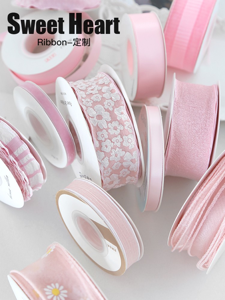 Bonos productos de horneado rosa pálido decoración de cinta envasado cinta caja de regalo ramo florista cumpleaños DIY cinta de seda