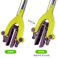 Household foldable squeegee sponge mopping broom with water-absorbing rubber, extendable stainless steel wash-free sponge mopping broom for wholesale