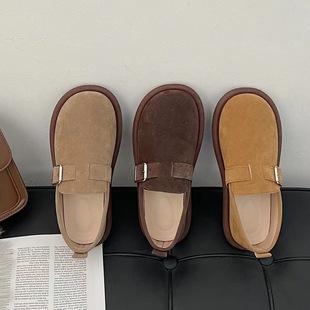 Super Fire All-match Bocken Shoes Female Student Shoes 2024 Spring and Autumn New Retro Slip-on Soft Sole Shoes