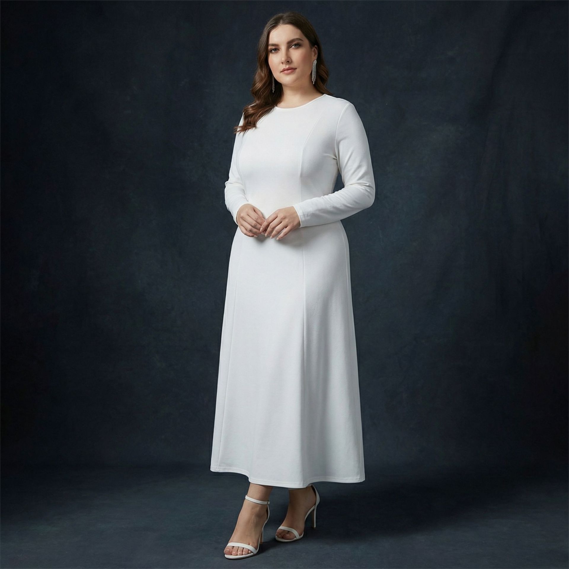 Middle Eastern Women's Clothing, Dubai Robe, Plus-size Commuter Milk Silk Skirt, Cross-border Long Dress,_ecoleips.com