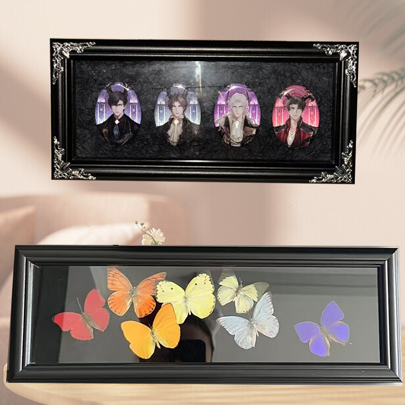 Butterfly Specimen Frame with Real Glass, Long Strip Shape 1127, Insect Teaching Hollow Frame, 2Diy10 Grid Frame, European Classical Style