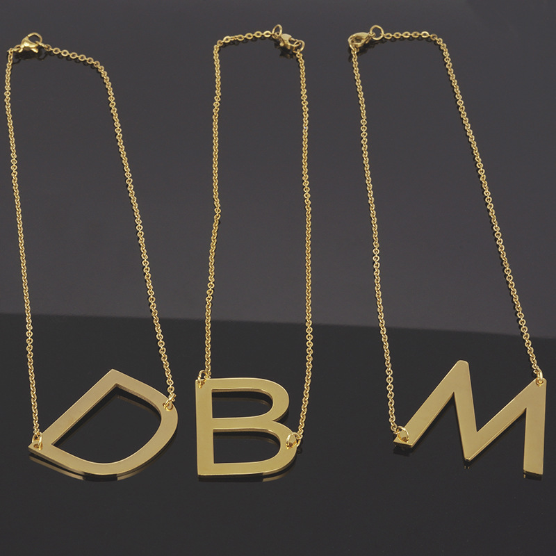 11g Weight PVD Coated Gold Plating Process Wholesale Jewelry Fashion Letter 304 Stainless Steel 18K Gold Plated Plating Stainless Steel Necklaces