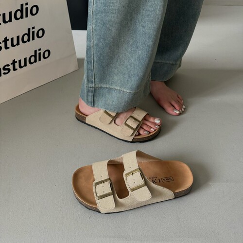 Thick sole Birken one-word slippers for women, 2026 new summer matching skirt, all-matching lightweight non-slip beach sandals