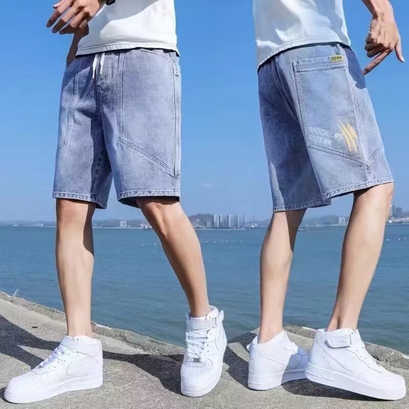 Pantalones vibe de la calle principal, ropa de moda para hombres, diseño de correas, jeans micro-up con cremallera, herramientas abiertas, pantalones de pierna recta