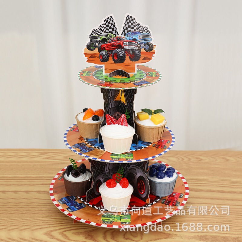Big Foot Theme Cake Stand Children's Birthday Party Three-Layer Small Cake Display Stand Holiday Party Layout Props Big Foot Theme Cake Stand Children's Birthday Party Three-Layer Small Cake Display Stand Holiday Party Layout Props